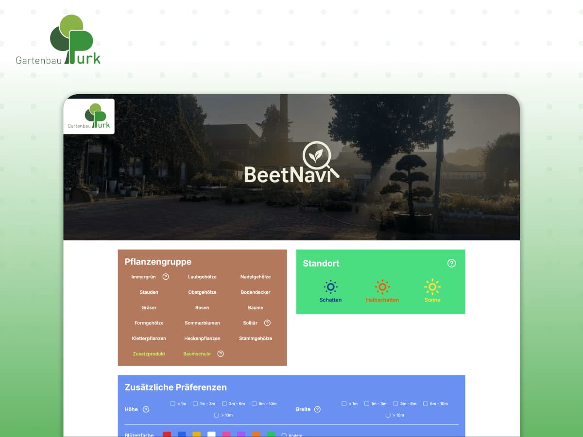 BeetNavi Pflanzen-Katalog mit Filter